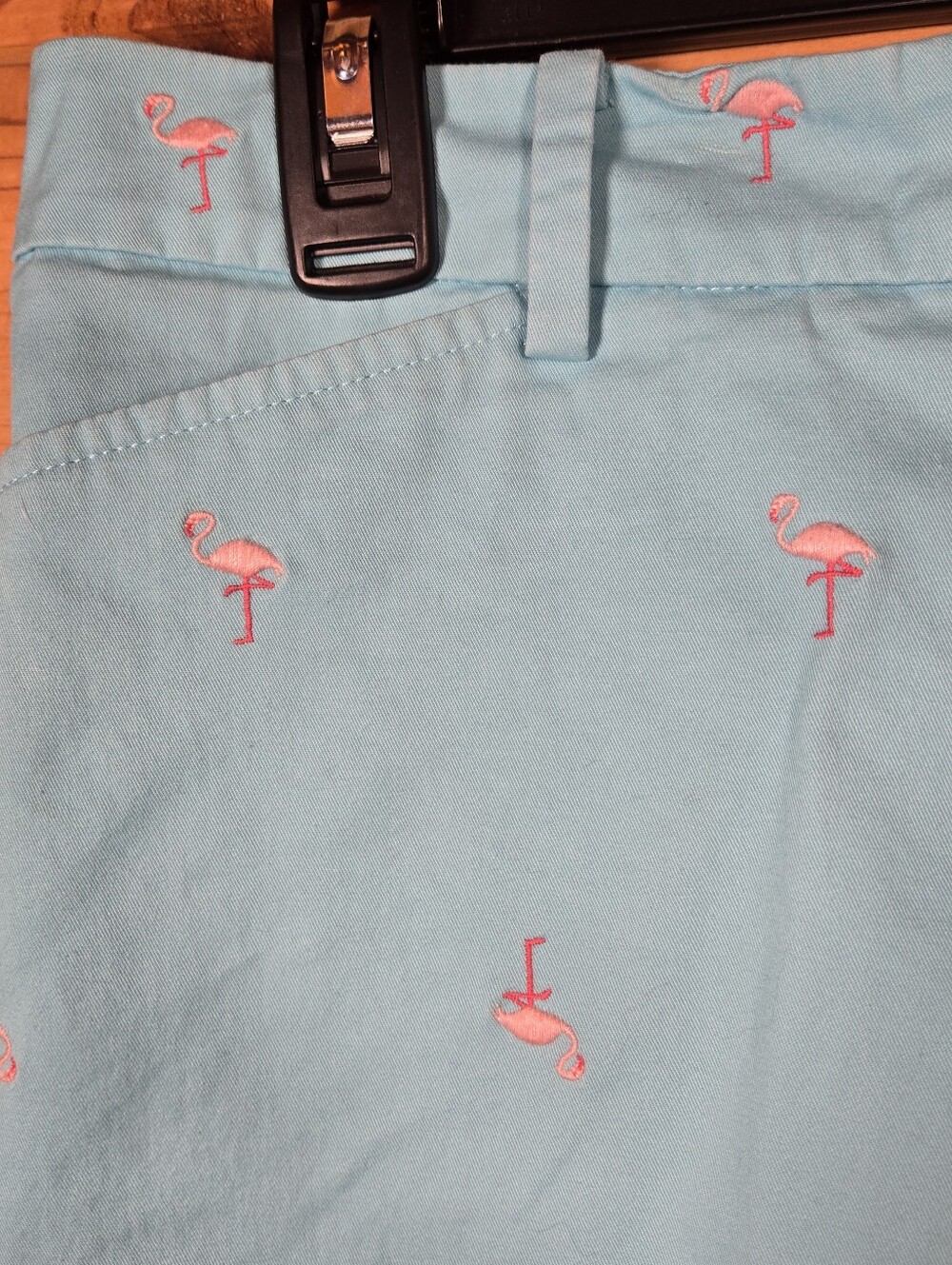 Talbots Perfect Shorts 10 Turquoise All Over Embroidered Flamingos Summer Beach - Picture 2 of 6